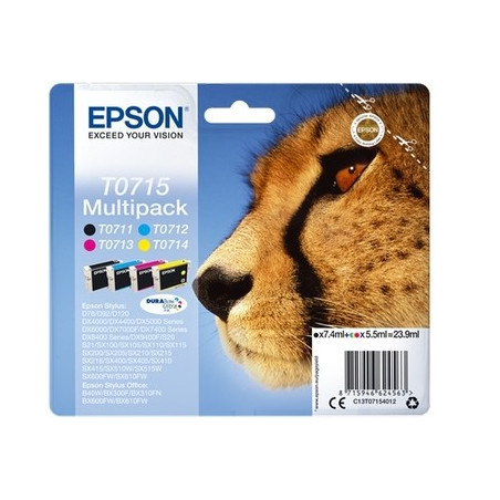 Epson E715 Pack x 4 original C13T07154012 - Noir Cyan Magenta Jaune