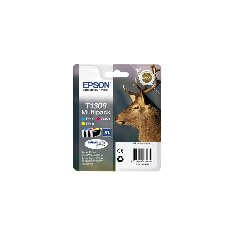 Epson KT1306CL Pack x 3 original C13T13064012 - Cyan Magenta Jaune