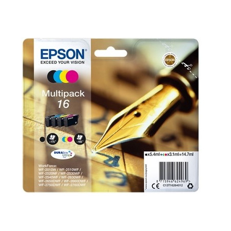 Epson KT1626 Pack x 4 original C13T16264012 - Noir Cyan Magenta Jaune
