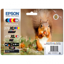 Epson KT379D Pack x 6 original C13T379D4010, 378XL478XL - Noir Cyan Magenta Jaune Photo